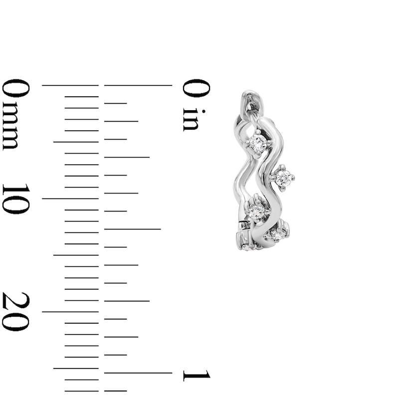 Main Image 3 of 0.12 CT. T.W. Certified Lab-Grown Diamond Zigzag Hoop Earrings in Sterling Silver (F/VS2)
