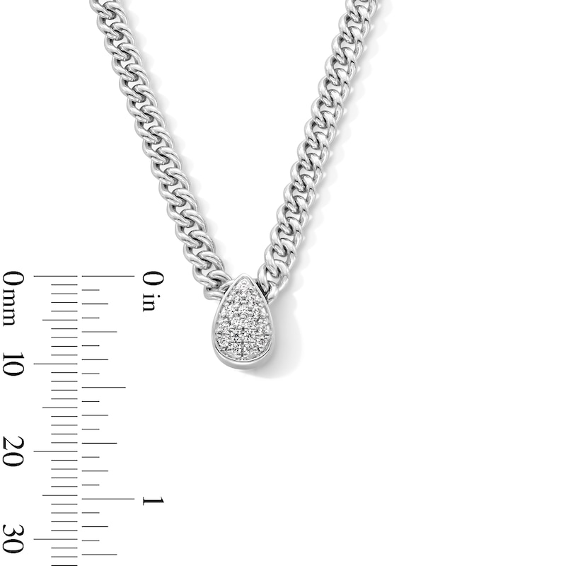 Main Image 2 of 0.20 CT. T.W. Certified Lab-Grown Diamond Teardrop-Centre Curb Chain Necklace in Semi-Solid Sterling Silver (F/SI2)