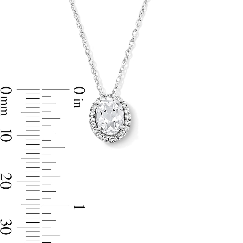 Main Image 2 of Oval White Lab-Created Sapphire Frame Pendant in Sterling Silver