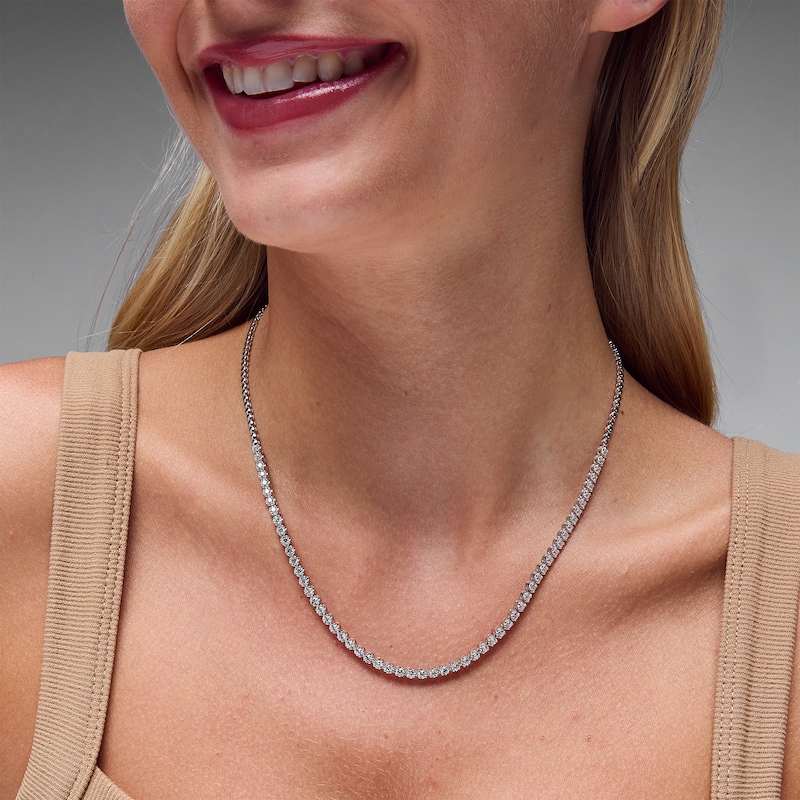 3.00 CT. T.W. Certified Lab-Grown Diamond Tennis Necklace in Sterling Silver (F/SI2)