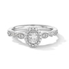 Thumbnail Image 1 of 0.30 CT. T.W. Oval Certified Lab-Grown Diamond Frame Art Deco Vintage-Style Promise Ring in Sterling Silver (F/VS2)