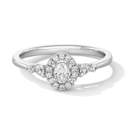 0.30 CT. T.W. Oval Certified Lab-Grown Diamond Frame Promise Ring in 10K White Gold (F/VS2)