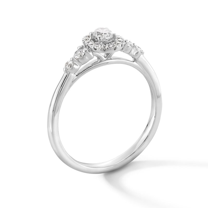 Main Image 2 of 0.30 CT. T.W. Oval Certified Lab-Grown Diamond Frame Promise Ring in 10K White Gold (F/VS2)