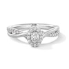 Thumbnail Image 1 of 0.30 CT. T.W. Oval Certified Lab-Grown Diamond Frame Crossover Shank Promise Ring in Sterling Silver (F/VS2)