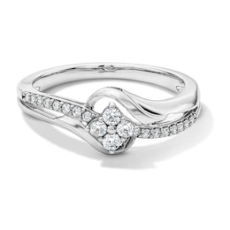 0.20 CT. T.W. Quad Certified Lab-Grown Diamond Bypass Promise Ring in Sterling Silver (F/VS2)