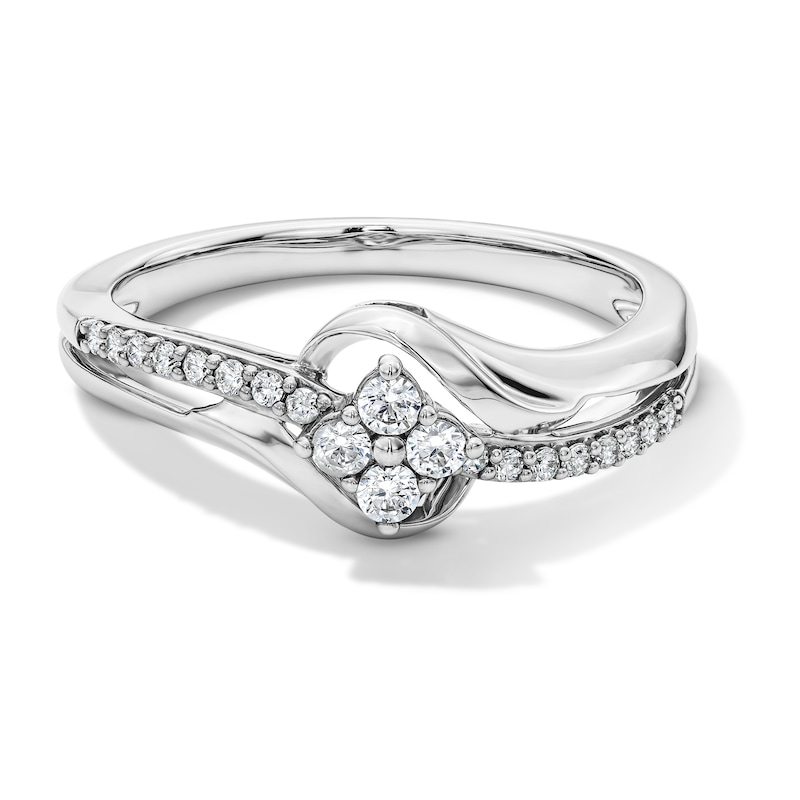 0.20 CT. T.W. Quad Certified Lab-Grown Diamond Bypass Promise Ring in Sterling Silver (F/VS2)