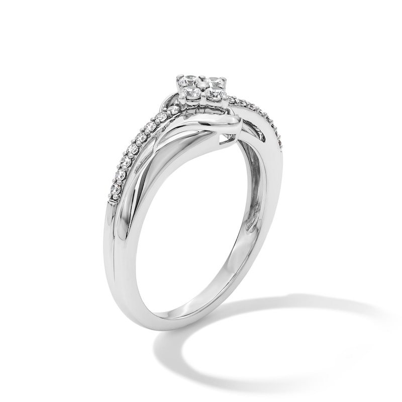 0.20 CT. T.W. Quad Certified Lab-Grown Diamond Bypass Promise Ring in Sterling Silver (F/VS2)