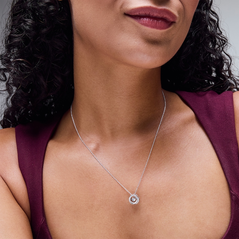 Main Image 2 of Unstoppable Love™ 0.15 CT. T.W. Diamond Swirl Frame Pendant in Sterling Silver