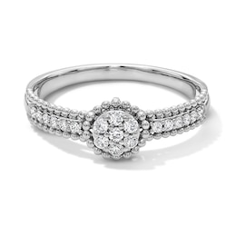 0.20 CT. T.W. Certified Lab-Grown Multi-Diamond Bead Frame and Shank Promise Ring in Sterling Silver (F/VS2)