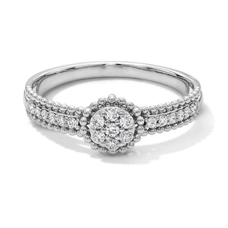 0.20 CT. T.W. Certified Lab-Grown Multi-Diamond Bead Frame and Shank Promise Ring in Sterling Silver (F/VS2)