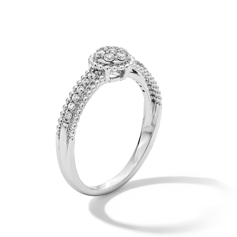 0.20 CT. T.W. Certified Lab-Grown Multi-Diamond Bead Frame and Shank Promise Ring in Sterling Silver (F/VS2)