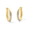 Thumbnail Image 1 of 19.0mm Oval Gitter Hoop Earrings in Hollow 14K Gold