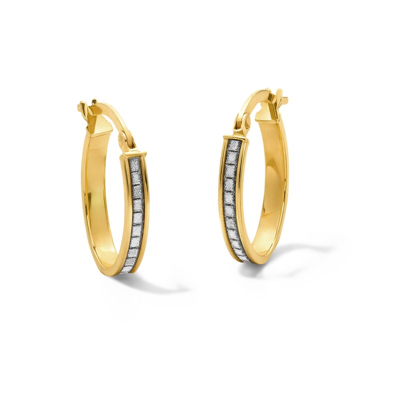 19.0mm Oval Gitter Hoop Earrings in Hollow 14K Gold