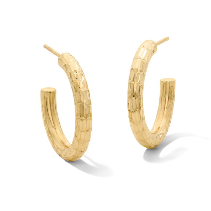 20.0mm Diamond-Cut J-Hoop Earrings in Hollow 10K Gold