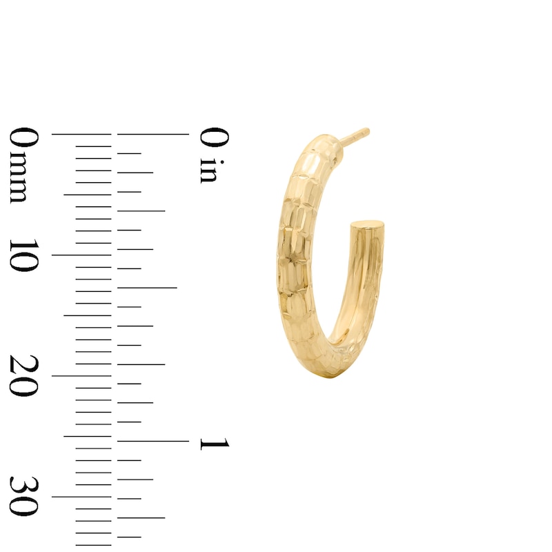 20.0mm Diamond-Cut J-Hoop Earrings in Hollow 10K Gold