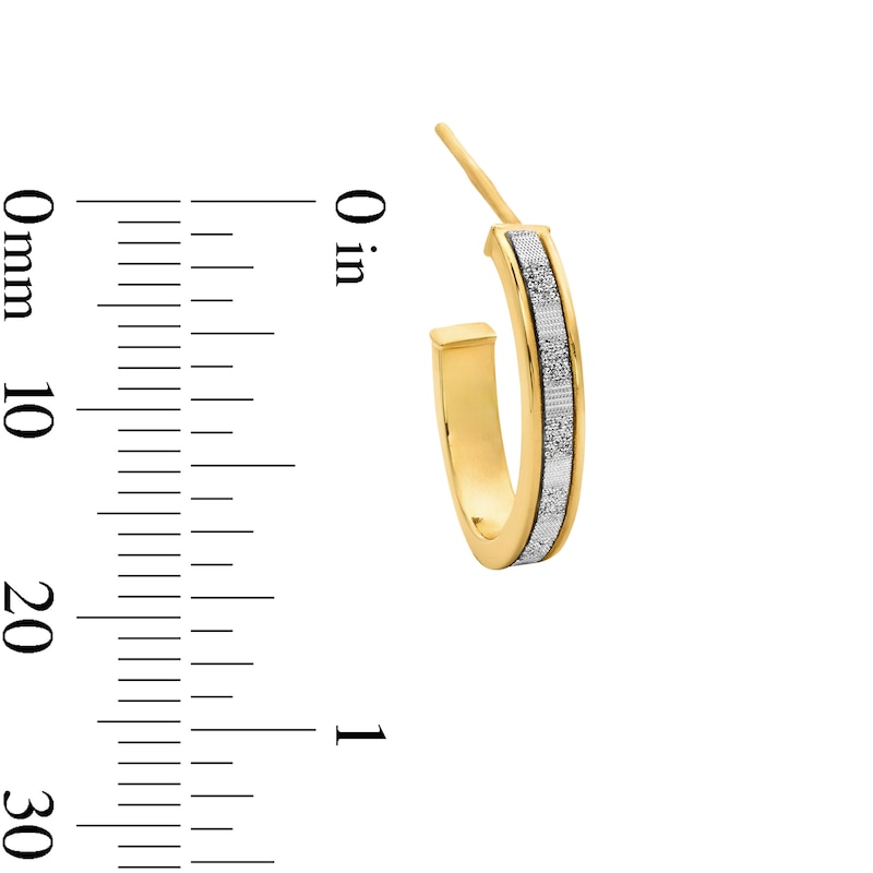 19.0mm Glitter J-Hoop Earrings in Hollow 14K Gold
