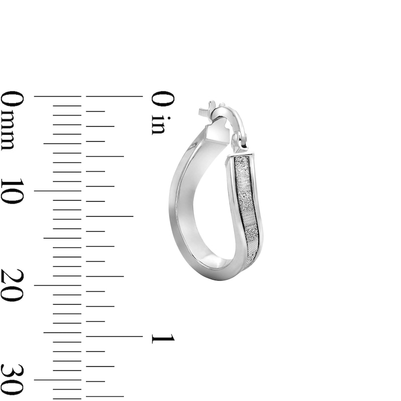 19.0mm Glitter Hoop Earrings in Hollow 14K White Gold