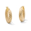 Thumbnail Image 1 of 18.9mm Ribbed Swirl Hoop Earrings in Hollow 10K Gold