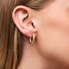Thumbnail Image 2 of 18.9mm Ribbed Swirl Hoop Earrings in Hollow 10K Gold