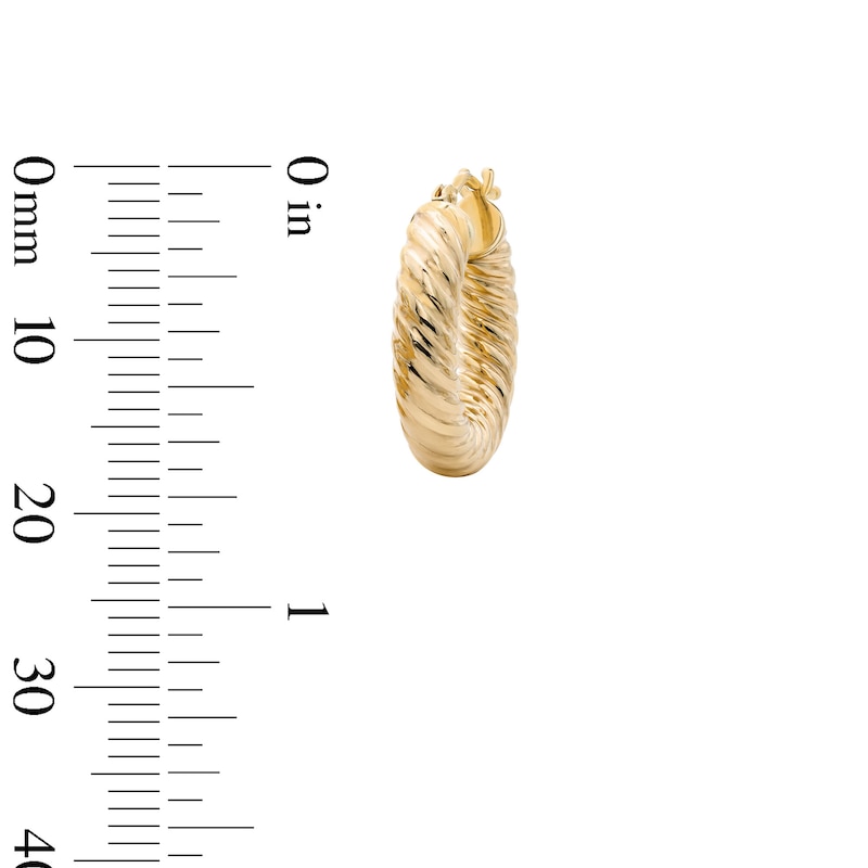 18.9mm Ribbed Swirl Hoop Earrings in Hollow 10K Gold
