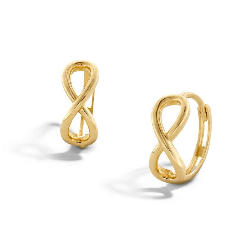 Infinity Huggie Hoop Earrings in Solid 10K Gold