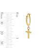 Thumbnail Image 3 of Cross Charm Hoop Drop Earrings in Hollow 10K Gold