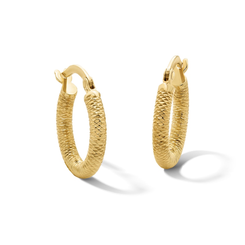15.0mm Diamond-Cut Hoop Earrings in Hollow 14K Gold