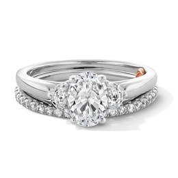 Perfect Fit 1.25 CT. T.W. Oval and Half-Moon Certified Lab-Grown Diamond Bridal Set in 14K White Gold (F/VS2)