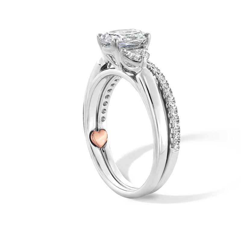 Perfect Fit 1.25 CT. T.W. Oval and Half-Moon Certified Lab-Grown Diamond Bridal Set in 14K White Gold (F/VS2)