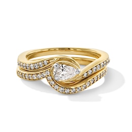 0.45 CT. T.W. East-West Pear-Shaped Diamond Bypass Bridal Set in 10K Gold
