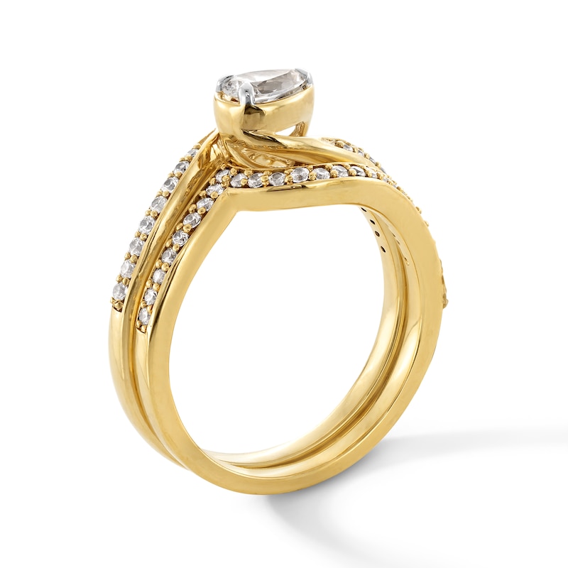 Main Image 2 of 0.45 CT. T.W. East-West Pear-Shaped Diamond Bypass Bridal Set in 10K Gold