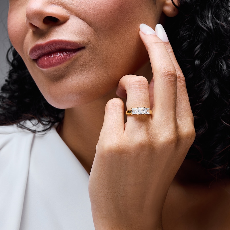 Main Image 2 of 2.00 CT. T.W. Princess-Cut Certified Lab-Grown Diamond Past Present Future® Engagement Ring in 14K Gold (F/VS2)