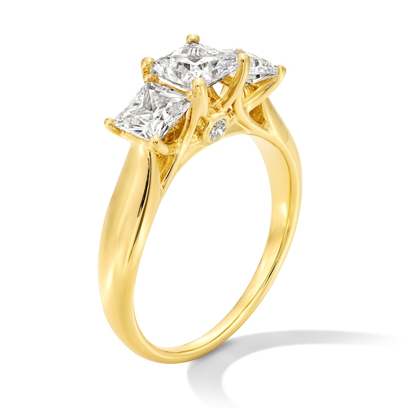 2.00 CT. T.W. Princess-Cut Certified Lab-Grown Diamond Past Present FutureÂ® Engagement Ring in 14K Gold (F/VS2)