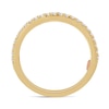 Thumbnail Image 5 of Perfect Fit 2.50 CT. T.W. Princess-Cut Certified Lab-Grown Diamond Bezel Three Stone Bridal Set in 14K Gold (F/VS2)