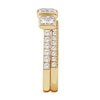 Thumbnail Image 9 of Perfect Fit 2.50 CT. T.W. Princess-Cut Certified Lab-Grown Diamond Bezel Three Stone Bridal Set in 14K Gold (F/VS2)