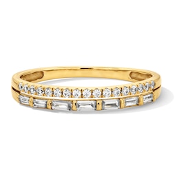0.25 CT. T.W. Baguette and Round Diamond Double Row Band in 10K Gold