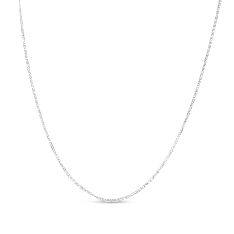 Main Image 1 of 1.0mm Gourmette Curb Chain Necklace in Semi-Solid 10K White Gold - 20”