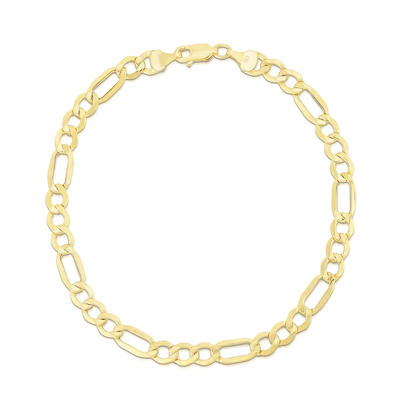 5.6mm Figaro Chain Bracelet in Hollow 10K Gold - 8.5"