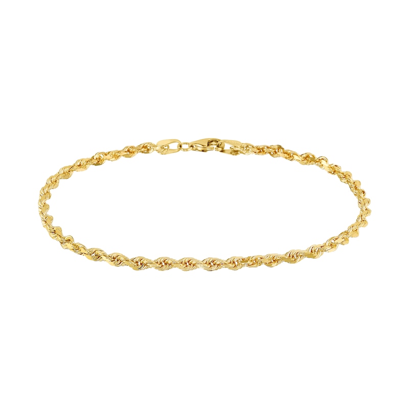 3.0mm Rope Chain Bracelet in Solid 10K Gold