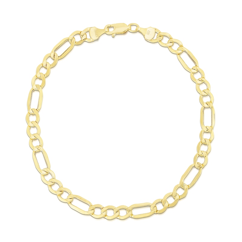 5.6mm Figaro Chain Necklace in Hollow 10K Gold - 18"