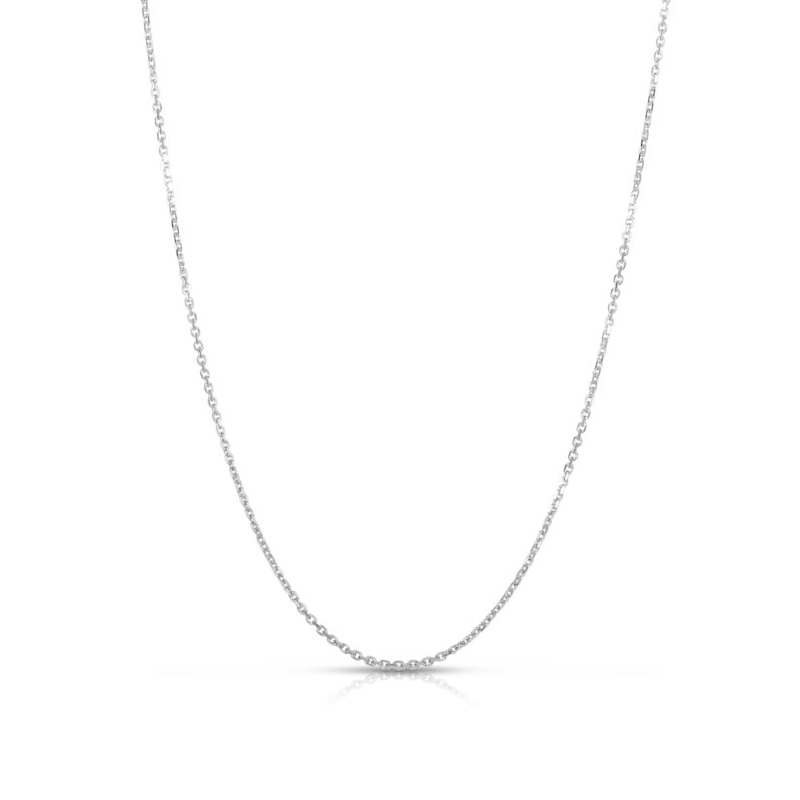 0.87mm Cable Chain Necklace in Semi-Solid 10K White Gold