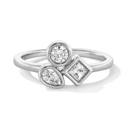 Shooting Star 0.50 CT. T.W. Multi-Shaped Certified Lab-Grown Diamond Ring in Sterling Silver (F/VS2)