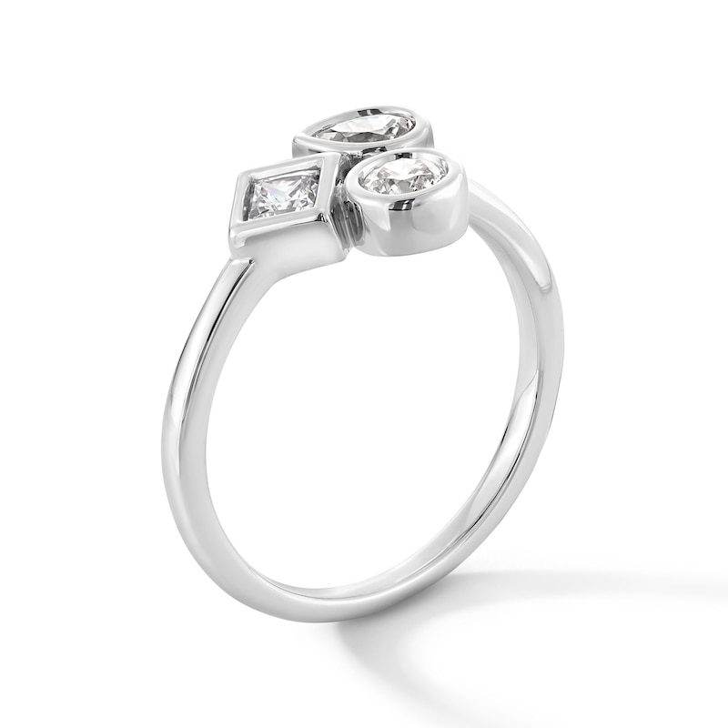 Main Image 2 of Shooting Star 0.50 CT. T.W. Multi-Shaped Certified Lab-Grown Diamond Ring in Sterling Silver (F/VS2)