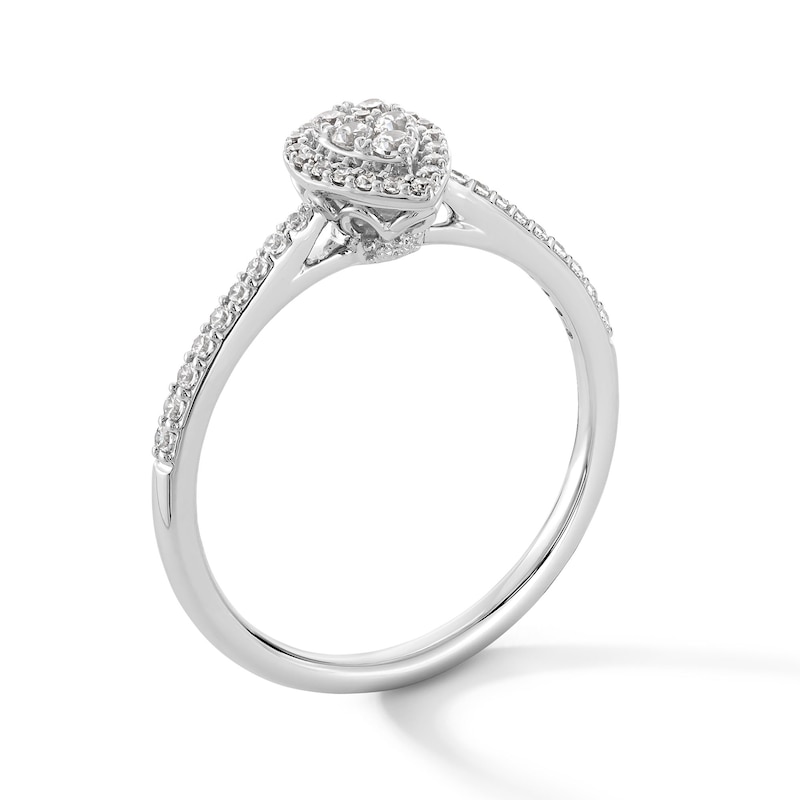 Main Image 2 of 0.25 CT. T.W. Pear-Shaped Certified Lab-Grown Multi-Diamond Frame Promise Ring in 10K White Gold (F/VS2)