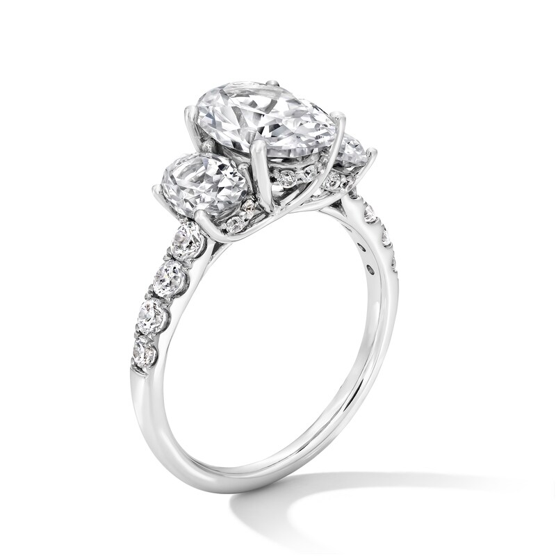 3.50 CT. T.W. Oval Certified Lab-Grown Diamond Past Present FutureÂ® Engagement Ring in 14K White Gold (F/VS2)