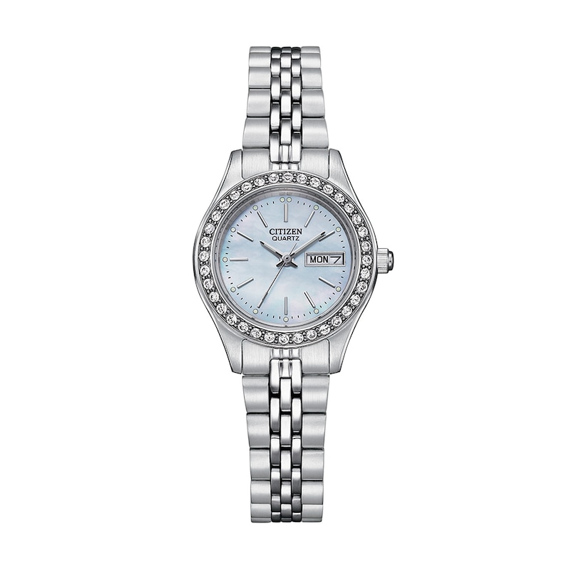 Ladies' Citizen Crystal Accent Watch with Blue Mother-of-Pearl Dial (Model: EQ0530-51N)