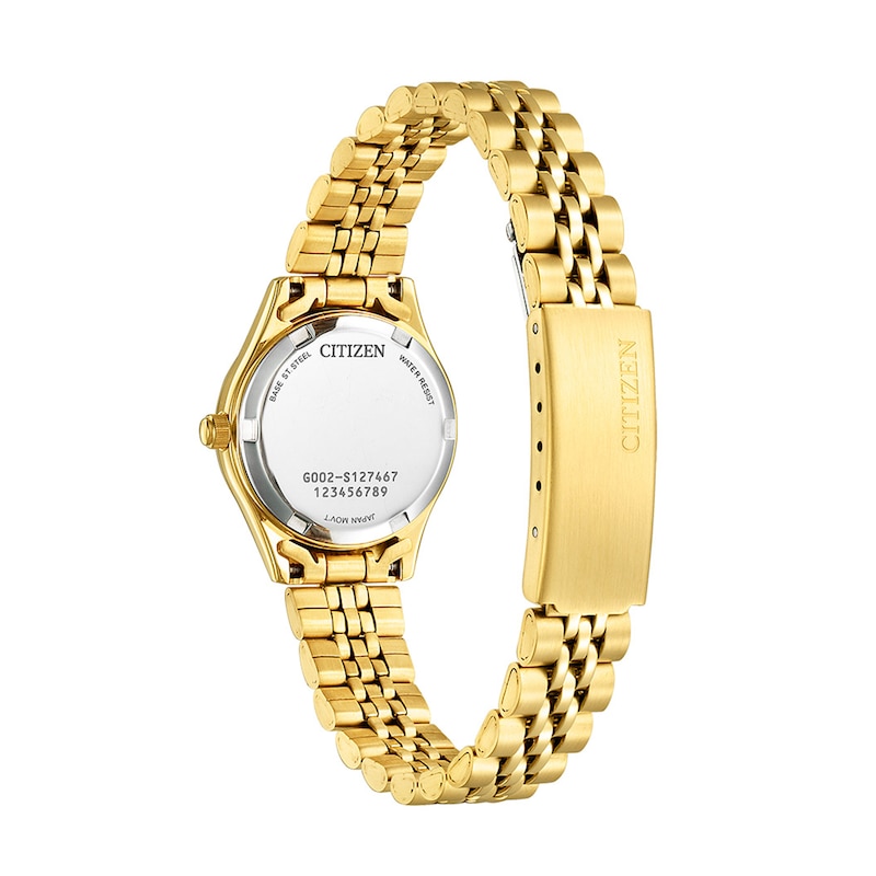 Ladies' Citizen Crystal Accent Gold-Tone IP Watch with Black Dial (Model: EQ0532-55E)