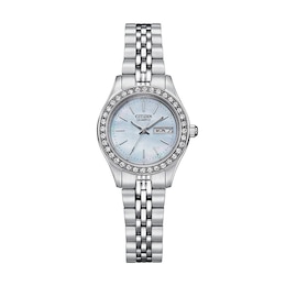 Ladies' Citizen Crystal Accent Watch with Blue Mother-of-Pearl Dial (Model: EQ0530-51N)