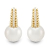 Thumbnail Image 1 of Freshwater Cultured Pearl and 0.085 CT. T.W. Diamond J-Hoop Earrings in 10K Gold
