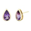 Thumbnail Image 1 of Bezel-Set Pear-Shaped Amethyst Solitaire Stud Earrings in 10K Gold